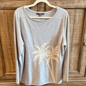 Tommy Bahama Cashmere Sweater Gray Palm Tree Women's XL